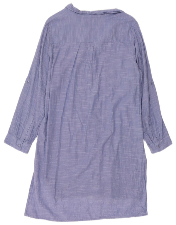 Marks & Spencer Womens Shirt Dress UK 14 Large Blue Cotton