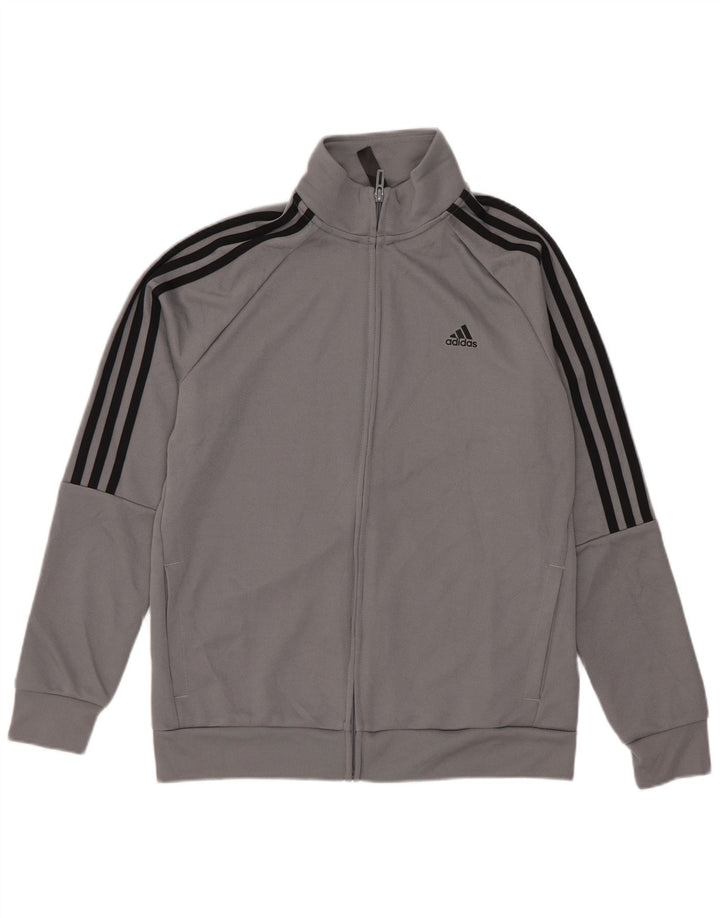 Adidas Boys Aeroready Tracksuit Top Jacket 13-14 Years Grey Polyester