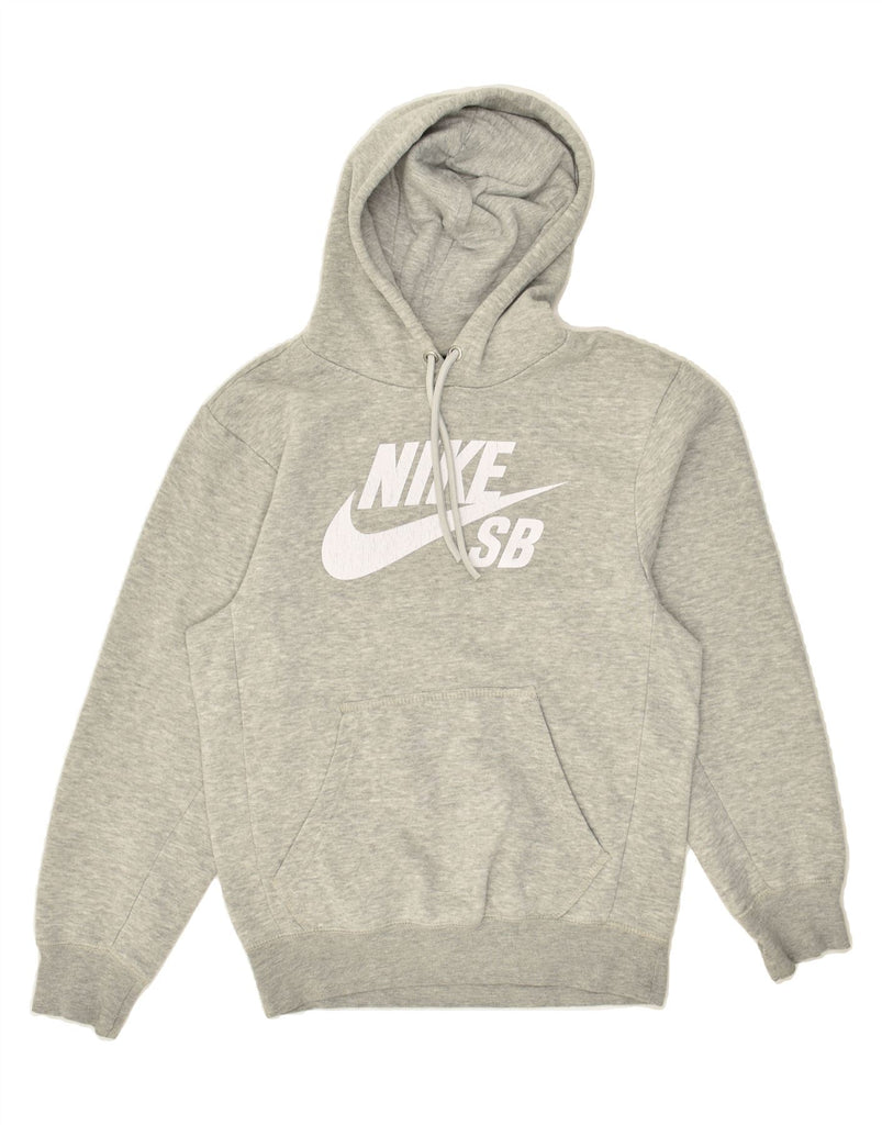 NIKE Womens Graphic Hoodie Jumper UK 10 Small Grey Cotton | Vintage Nike | Thrift | Second-Hand Nike | Used Clothing | Messina Hembry 