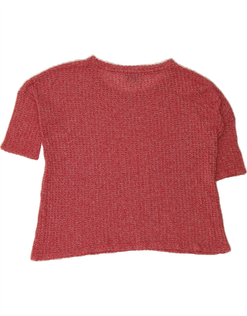 ZARA Womens Crop Oversized Boat Neck Jumper Sweater UK 10 Small Red Vintage Zara and Second-Hand Zara from Messina Hembry 