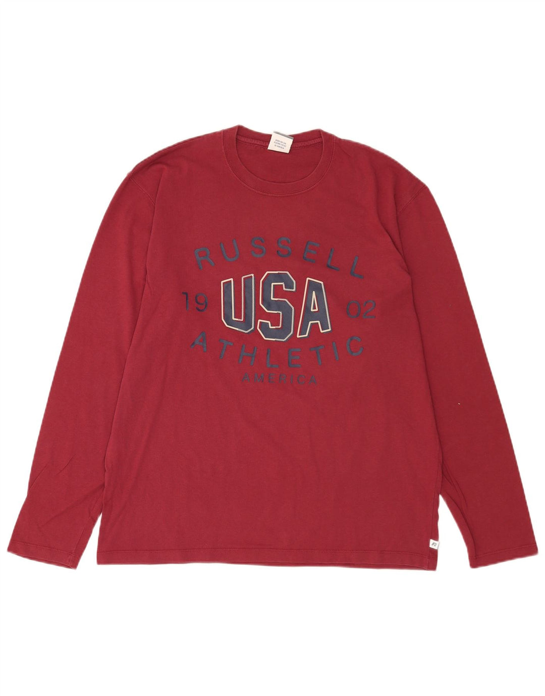 Russell Athletic Mens Graphic Top Long Sleeve Large Red Cotton