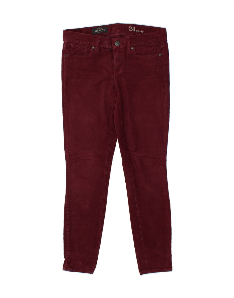 J. CREW Womens Toothpick Skinny Corduroy Trousers W24 L27 Burgundy Cotton | Vintage J. Crew | Thrift | Second-Hand J. Crew | Used Clothing | Messina Hembry 