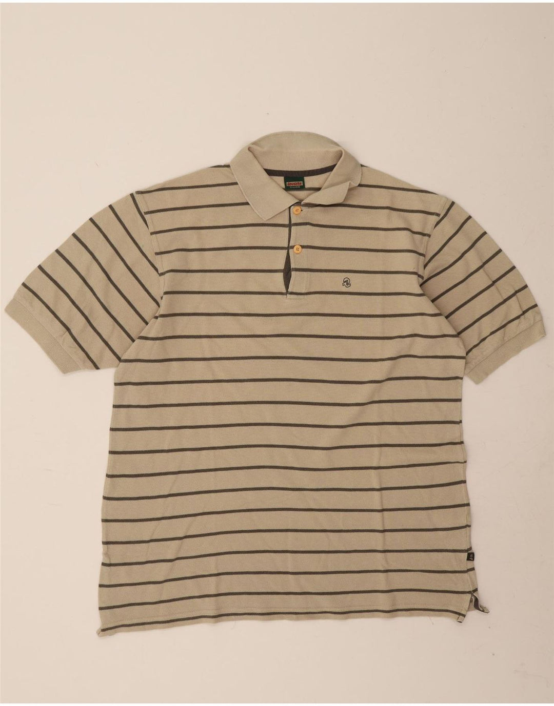 Invicta Mens Polo Shirt 2XL Beige Striped Cotton
