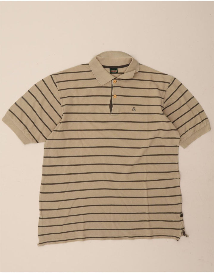 Invicta Mens Polo Shirt 2XL Beige Striped Cotton
