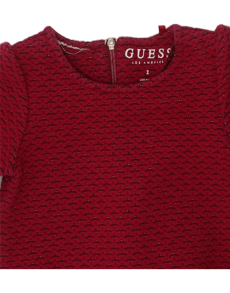 GUESS Baby Girls Long Sleeve Tiered Dress 18-24 Months Red Check Polyester Vintage Guess and Second-Hand Guess from Messina Hembry 