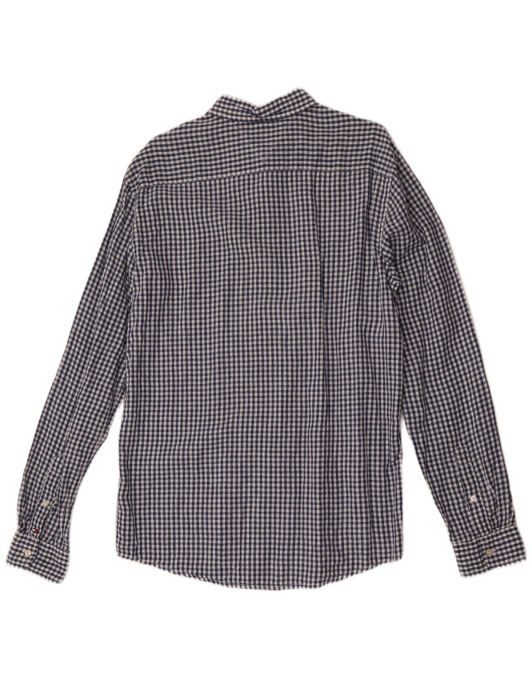 Tommy Hilfiger Mens Shirt Medium Blue Gingham Linen