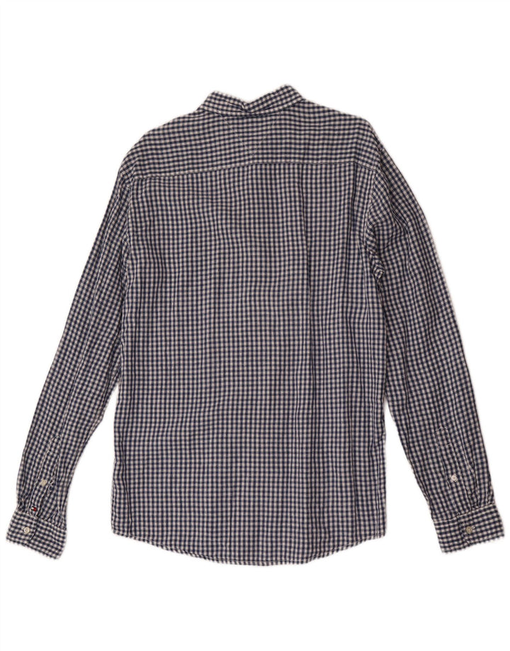 Tommy Hilfiger Mens Shirt Medium Blue Gingham Linen