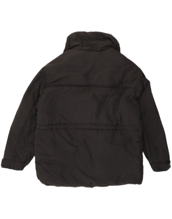 Zara Womens Oversized Sherpa Padded Jacket UK 14 Medium Black Polyester