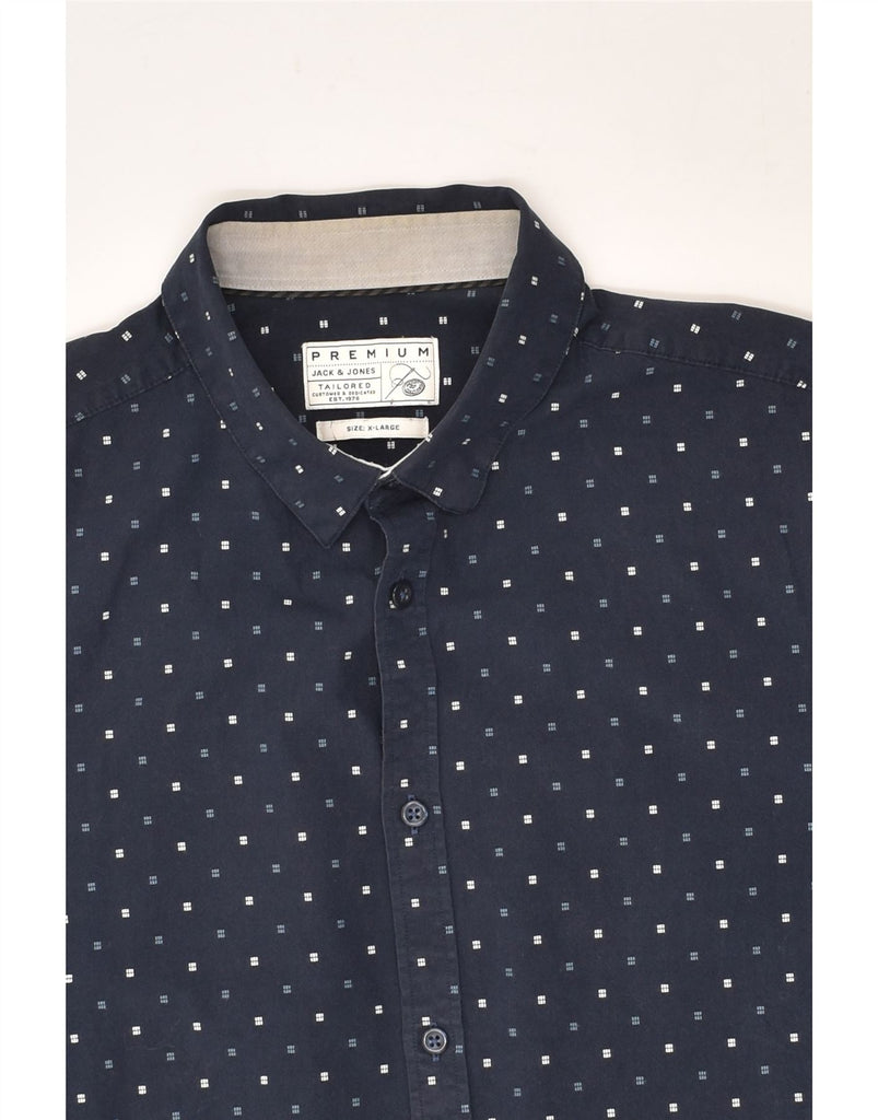 JACK & JONES Mens Premium Shirt XL Navy Blue Geometric Cotton | Vintage Jack & Jones | Thrift | Second-Hand Jack & Jones | Used Clothing | Messina Hembry 