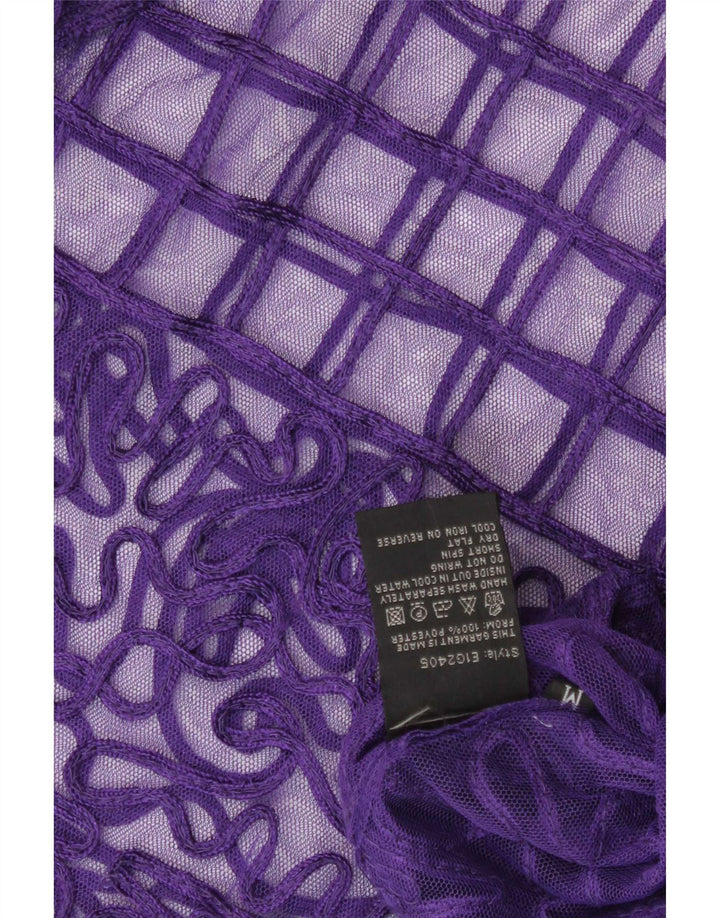 Vintage Womens See Through Shirt Blouse UK 14 Medium Purple Geometric