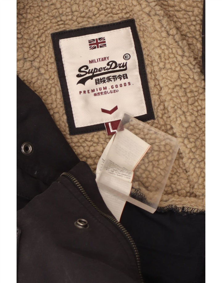Superdry Mens Utility Jacket UK 40 Large Black Cotton