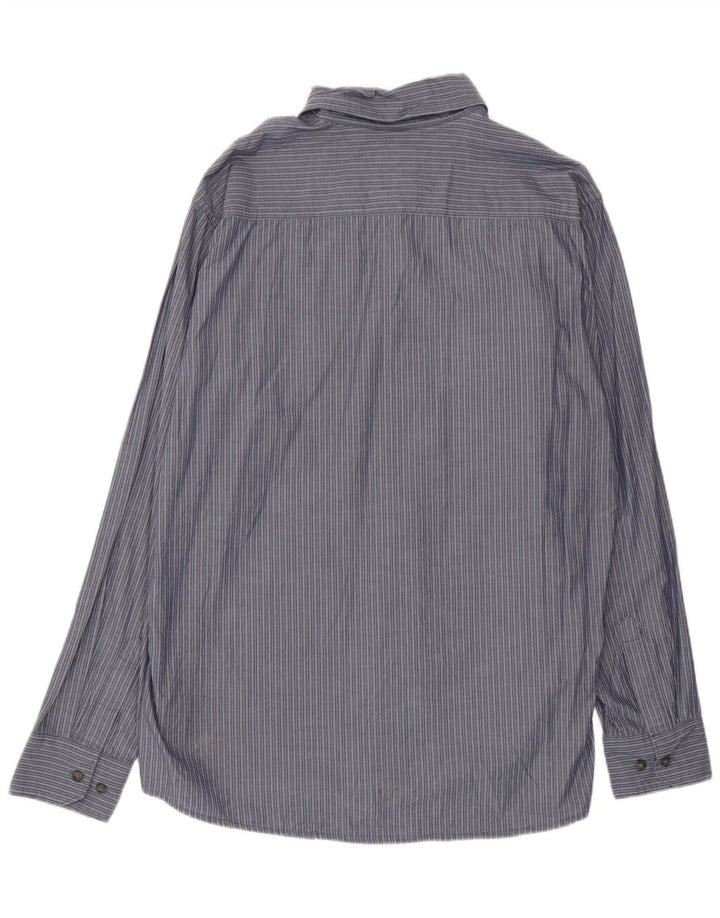 Wrangler Mens Shirt XL Blue Striped Cotton