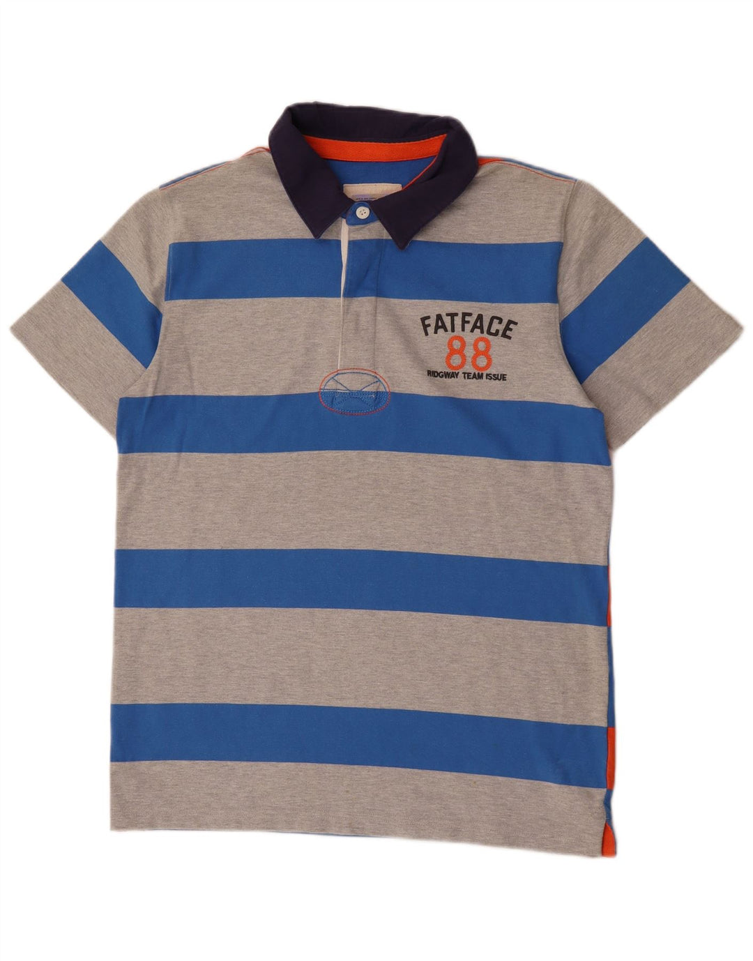FAT FACE Mens Graphic Rugby Polo Shirt Medium Grey Colourblock Cotton