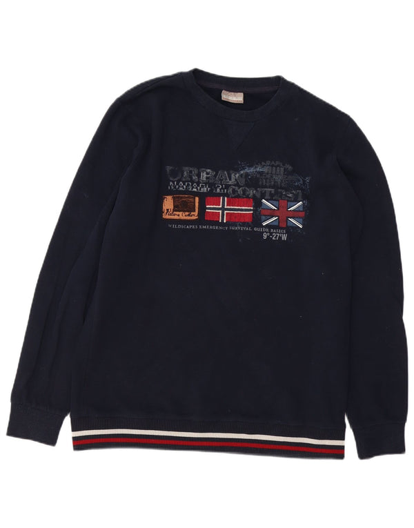 Napapijri Boys Graphic Sweatshirt Jumper 15-16 Years Navy Blue Cotton