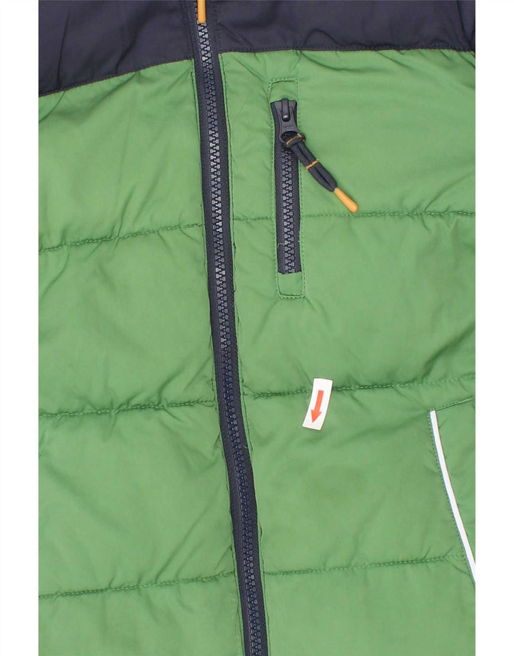 Fat Face Boys Hooded Padded Jacket 8-9 Years Green Colourblock Polyester