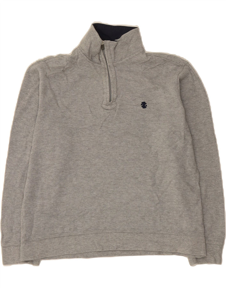 IZOD Mens Zip Neck Sweatshirt Jumper Small Grey Cotton Vintage Izod and Second-Hand Izod from Messina Hembry 