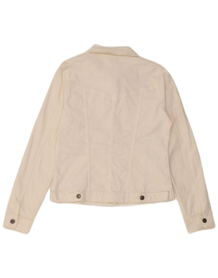 Lee Womens Riders Denim Jacket UK 10 Small White Cotton