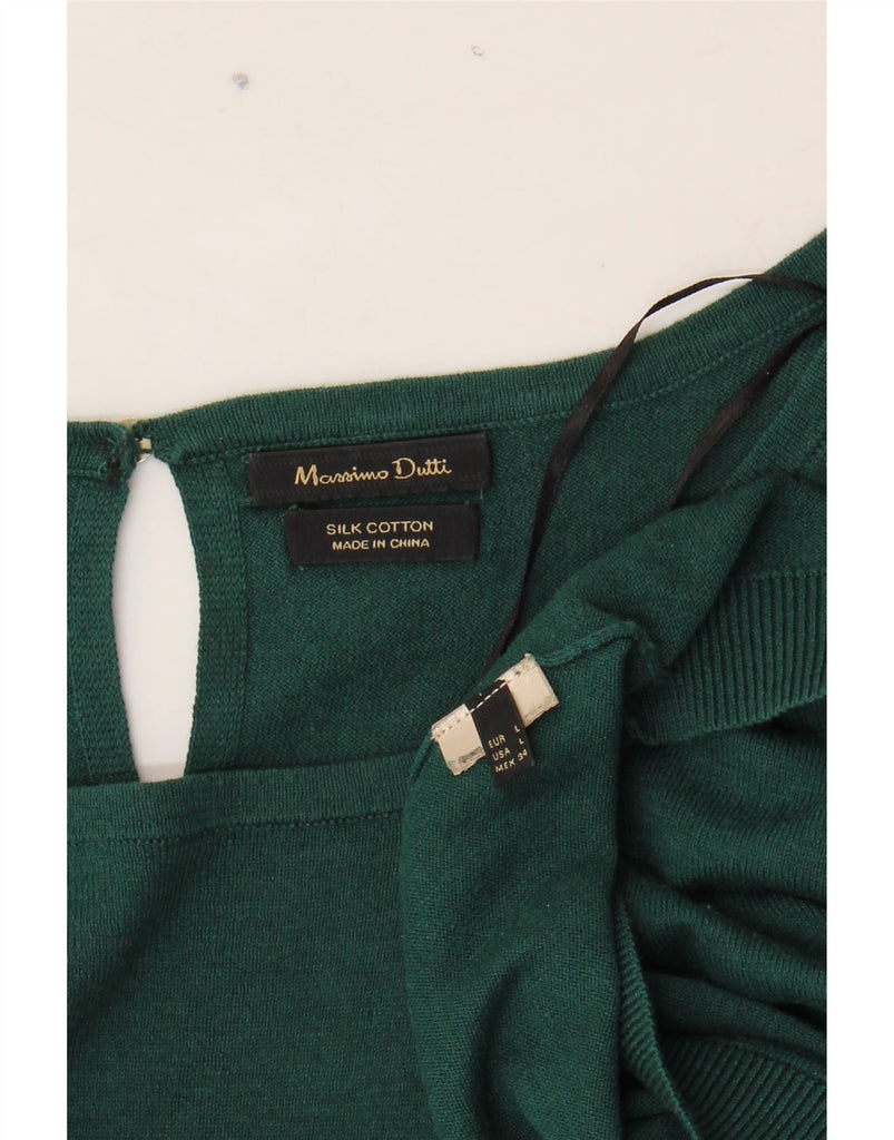 MASSIMO DUTTI Womens Boat Neck Jumper Sweater UK 16 Large Green Silk Vintage Massimo Dutti and Second-Hand Massimo Dutti from Messina Hembry 