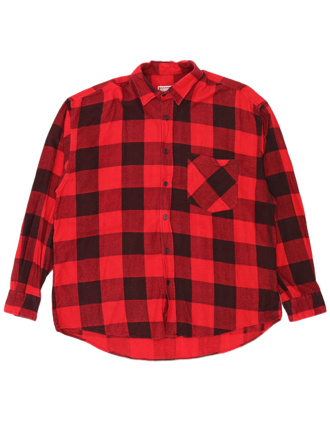 Vintage Mens Flannel Shirt XL Red Gingham Cotton