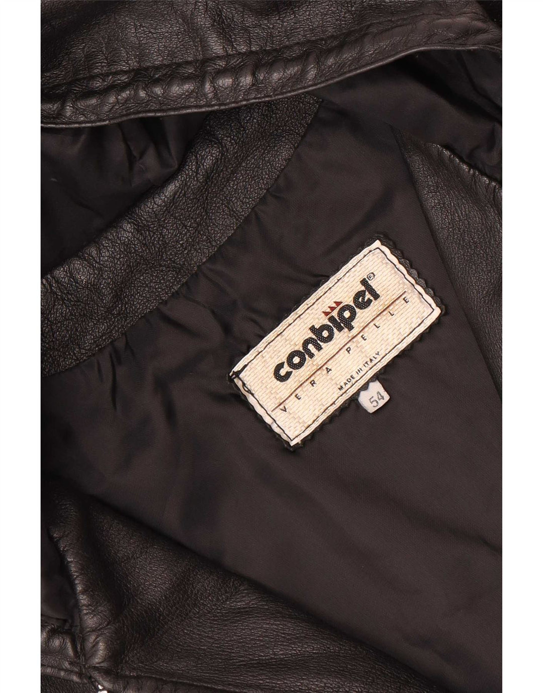 Conbipel Mens Hooded Leather Jacket IT 54 XL Black