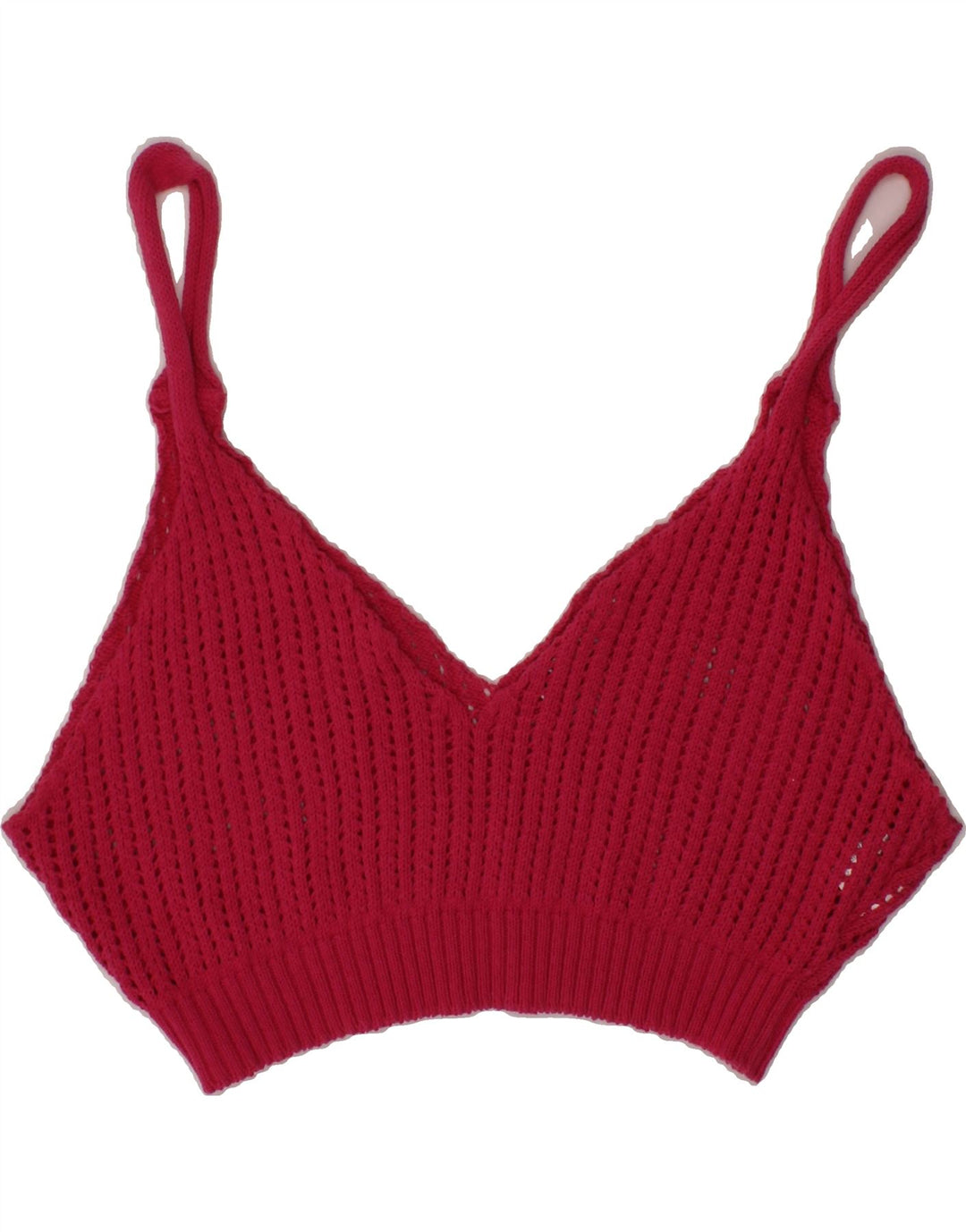 ZARA Womens Crop Crochet Cami Top UK 14 Medium Red Polyester Vintage Zara and Second-Hand Zara from Messina Hembry 