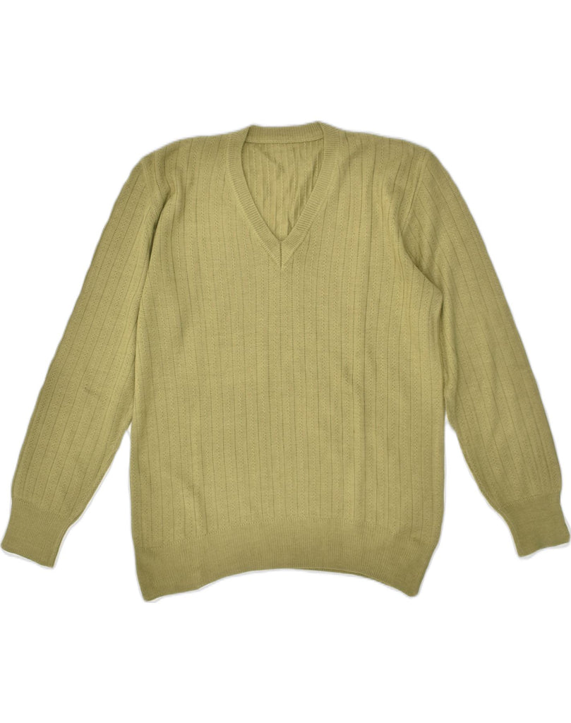 VINTAGE Womens V-Neck Jumper Sweater UK 18 XL Khaki | Vintage Vintage | Thrift | Second-Hand Vintage | Used Clothing | Messina Hembry 