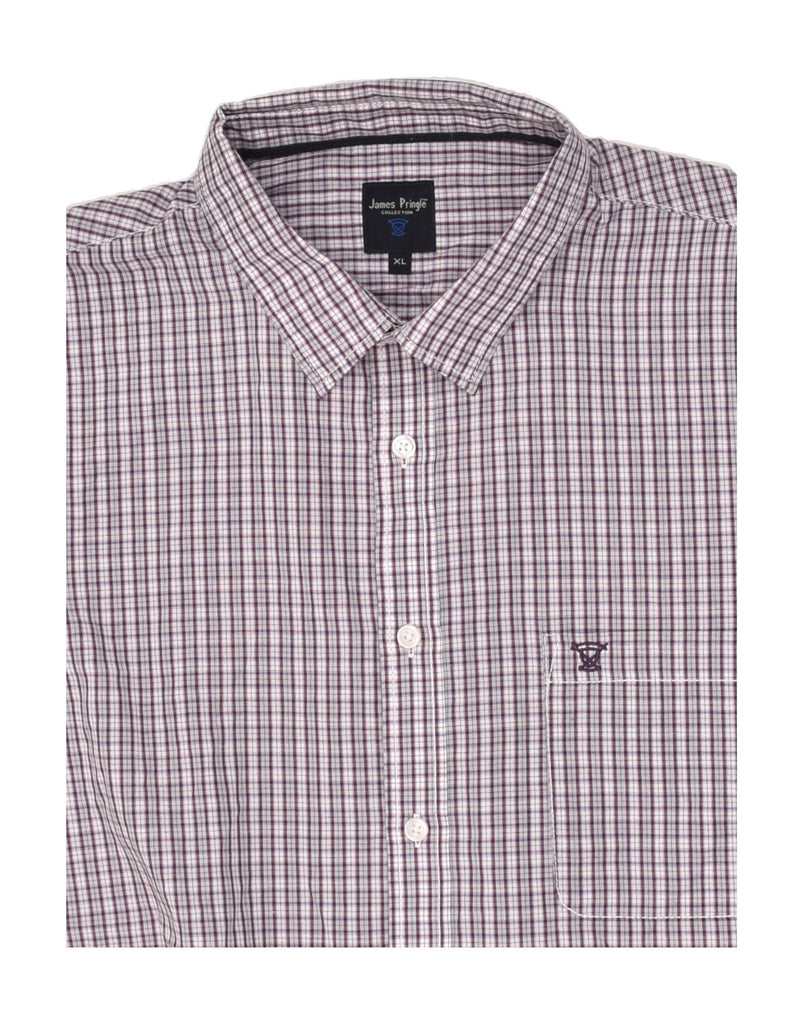 JAMES PRINGLE Mens Shirt XL Purple Check Polyester | Vintage James Pringle | Thrift | Second-Hand James Pringle | Used Clothing | Messina Hembry 