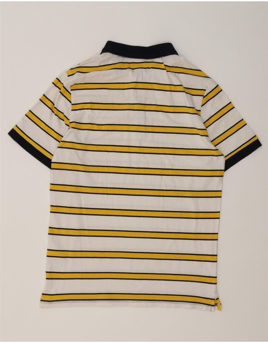 Guess Mens Polo Shirt Large White Striped Cotton