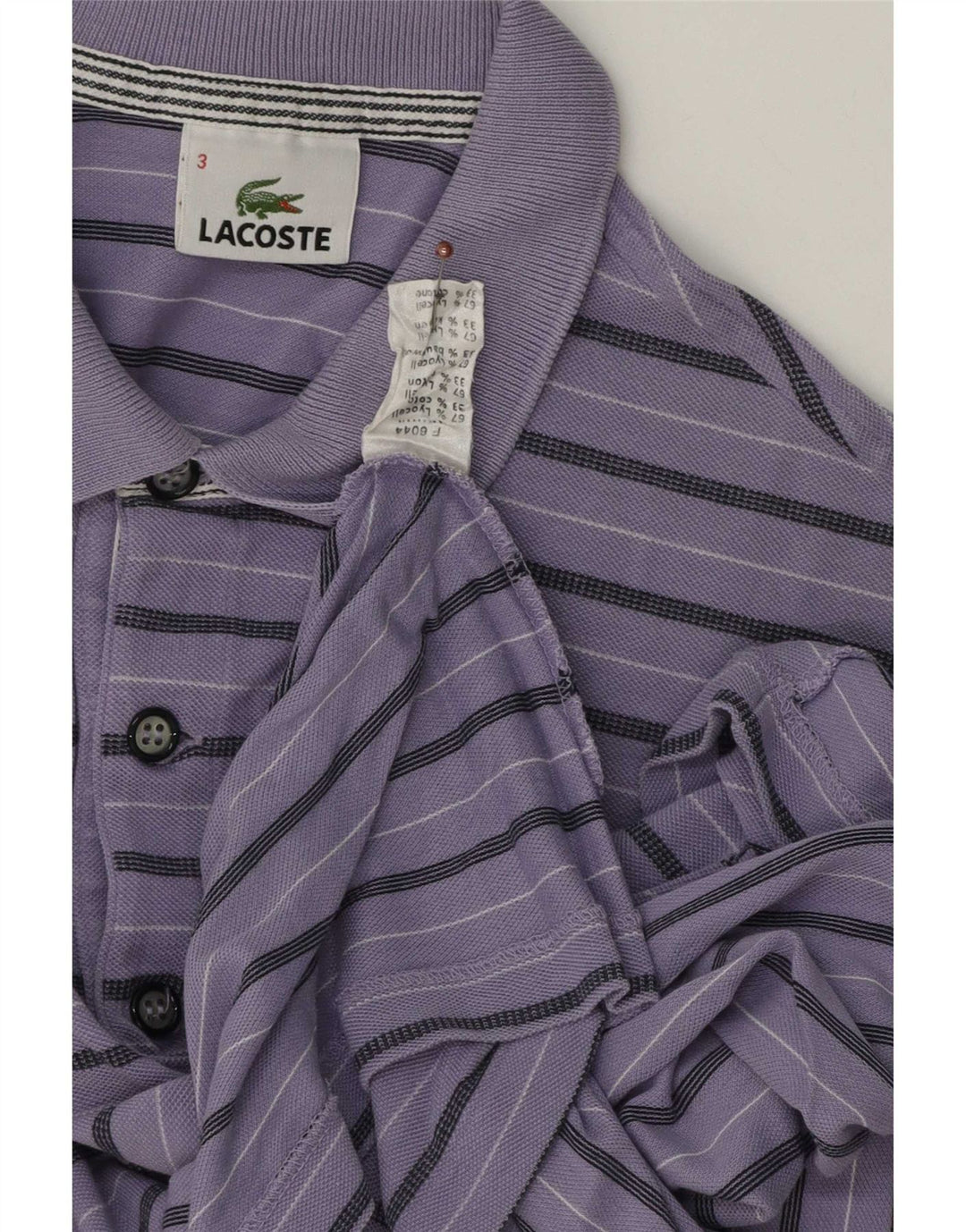 Lacoste Mens Polo Shirt Size 3 Small Purple Striped Lyocell