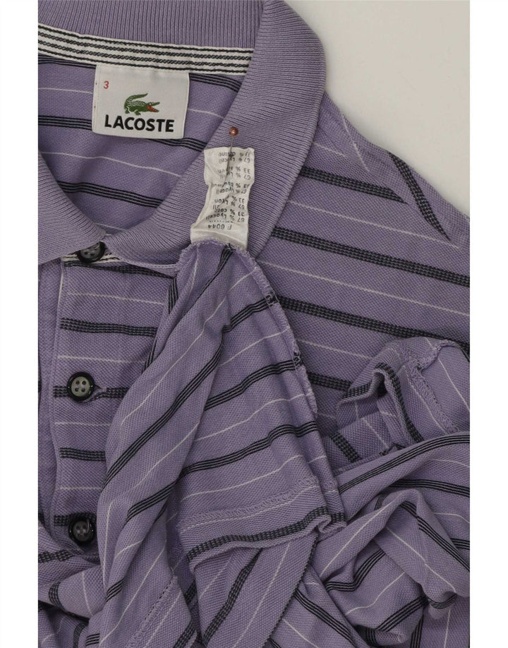 Lacoste Mens Polo Shirt Size 3 Small Purple Striped Lyocell