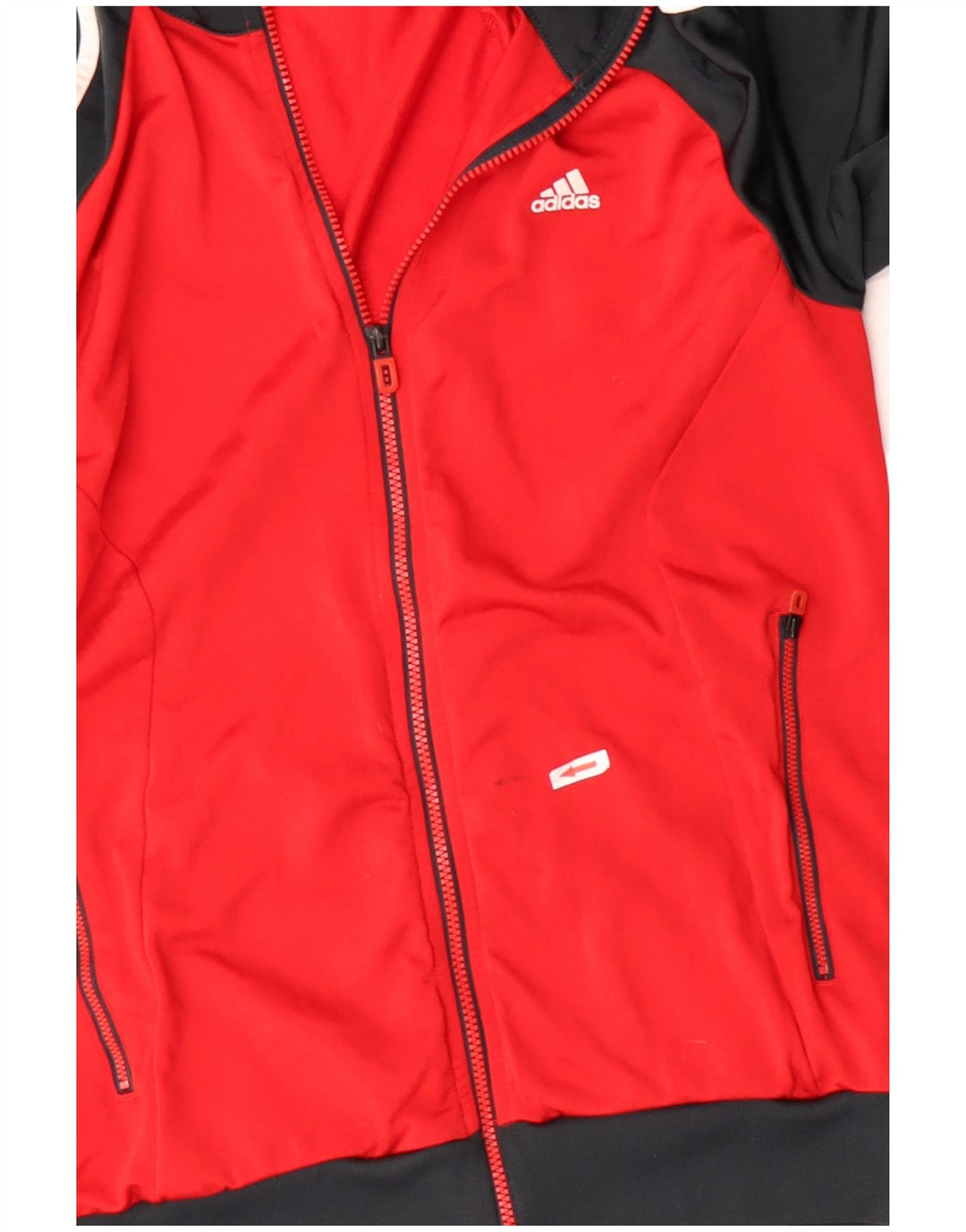 ADIDAS Mens Tracksuit Top Jacket UK 40/42 Medium Red Colourblock Polyester