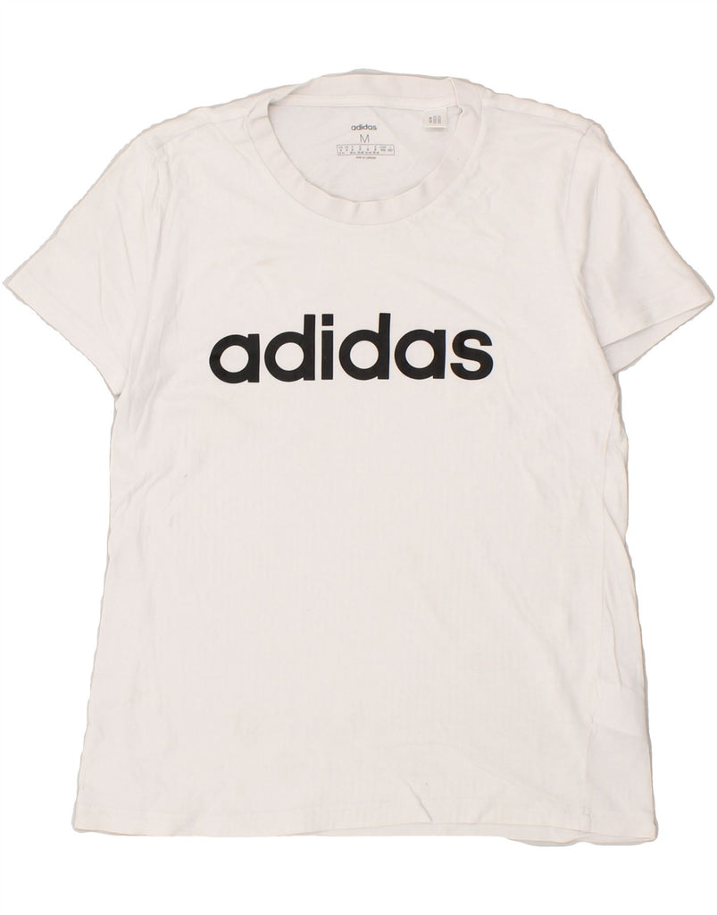 ADIDAS Womens Graphic T-Shirt Top uk 12/14 Medium White Cotton Vintage Adidas and Second-Hand Adidas from Messina Hembry 