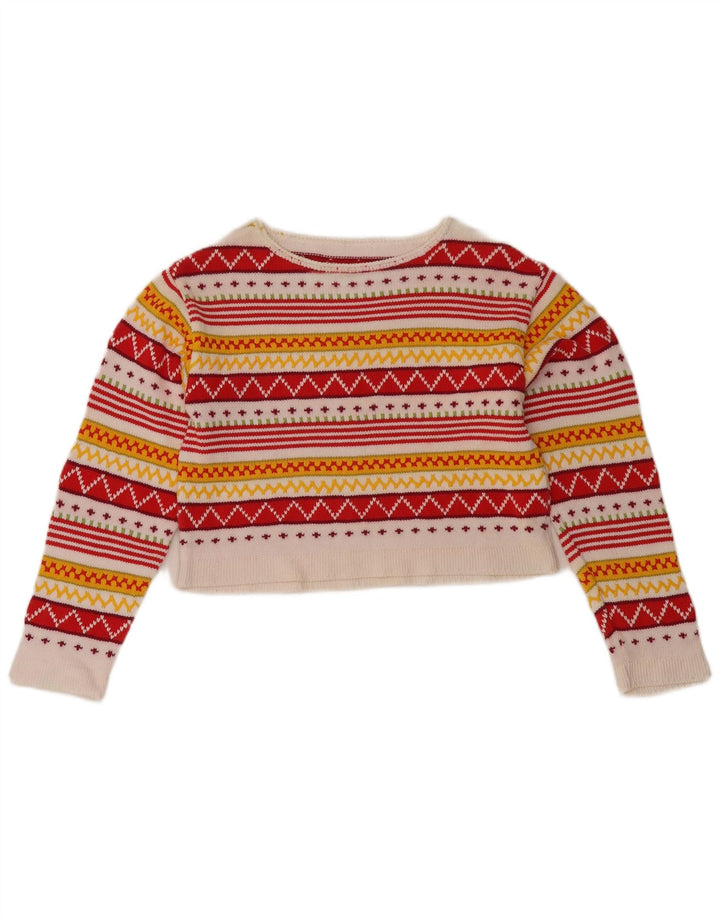 Vintage Womens Boat Neck Jumper Sweater UK 12 Medium Multicoloured