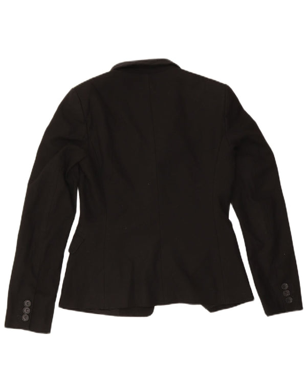 Benetton Womens 2 Button Blazer Jacket IT 42 Medium Black Polyester
