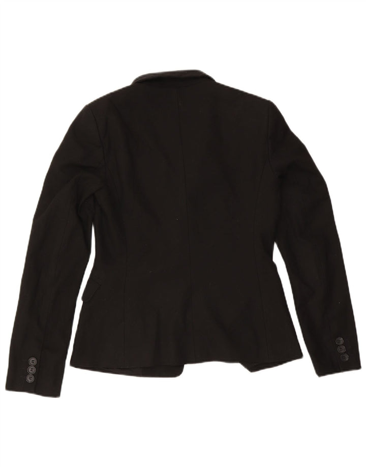 Benetton Womens 2 Button Blazer Jacket IT 42 Medium Black Polyester