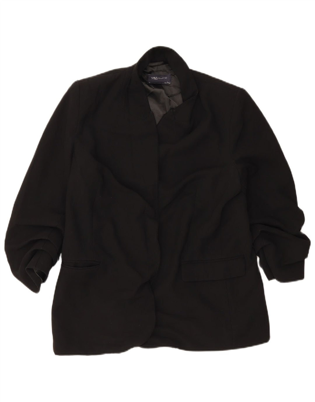 Marks & Spencer Womens Open Blazer Jacket UK 14 Large  Black Polyester