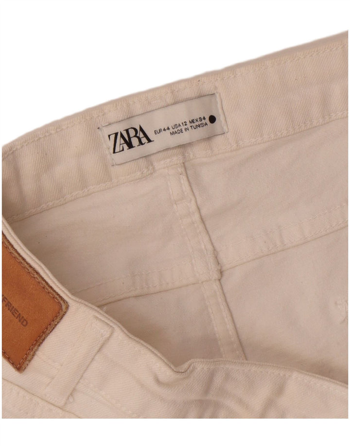Zara Womens Distressed Straight Jeans EU 44 XL W34 L28 White