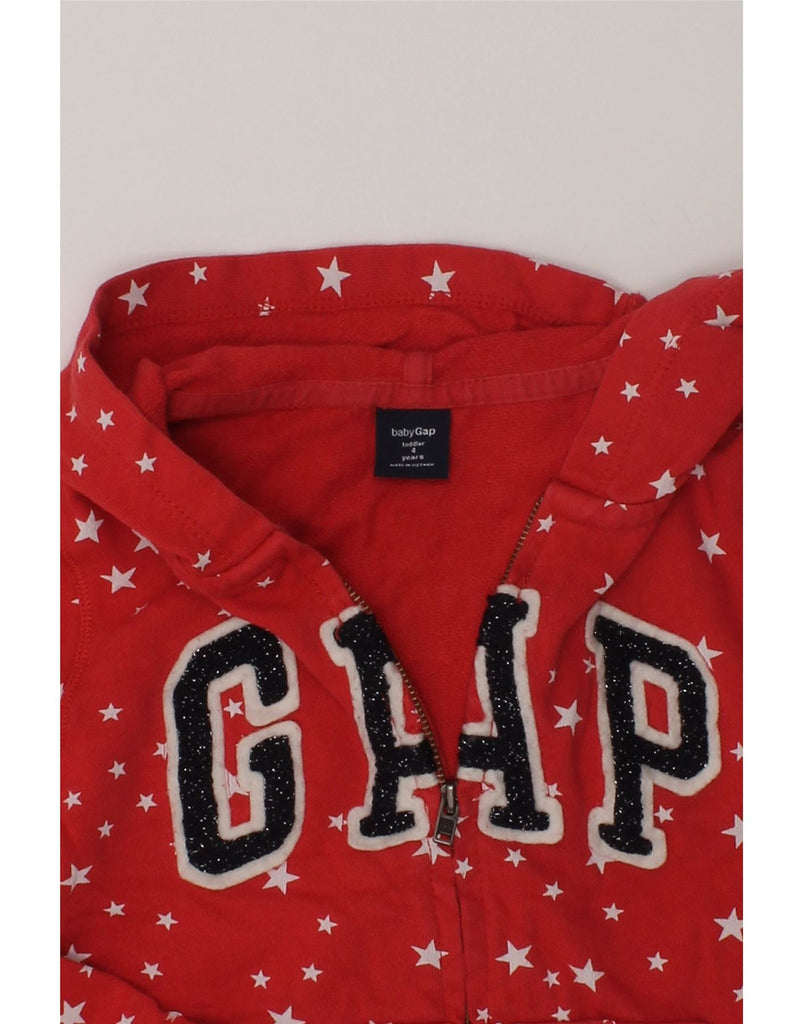 GAP Girls Graphic Zip Hoodie Sweater 3-4 Years Red Spotted Cotton | Vintage Gap | Thrift | Second-Hand Gap | Used Clothing | Messina Hembry 