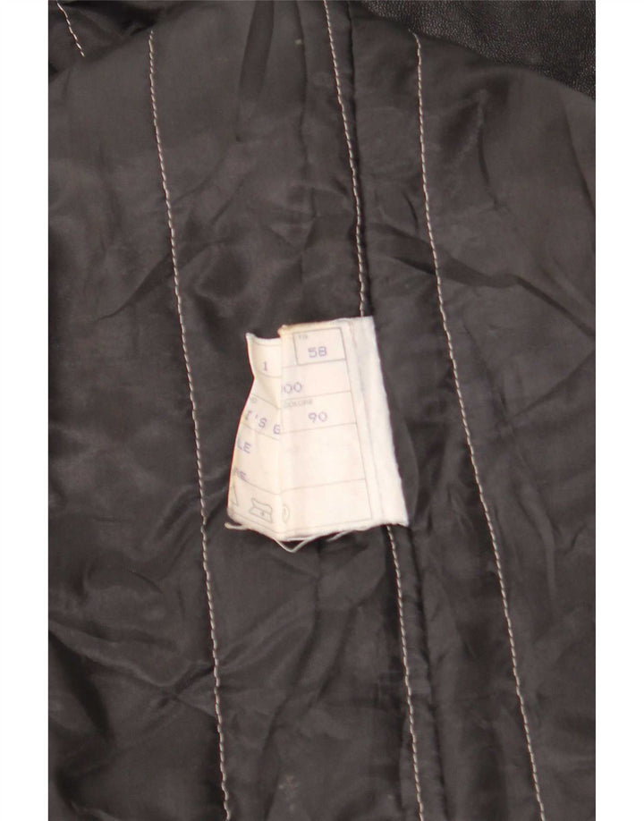 Vintage Mens Leather Coat UK 40 Large Black