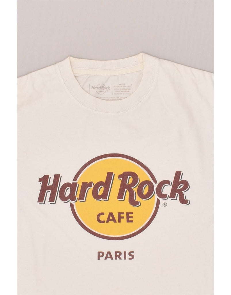 HARD ROCK Mens Paris Graphic T-Shirt Top Small White Cotton | Vintage Hard Rock | Thrift | Second-Hand Hard Rock | Used Clothing | Messina Hembry 