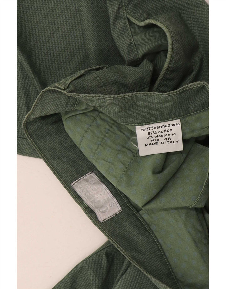 Coveri Mens Chino Shorts IT 48 Medium W32 Green Cotton