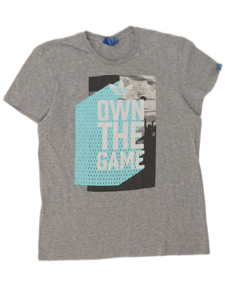 Adidas Mens Graphic T-Shirt Top Small Grey Flecked