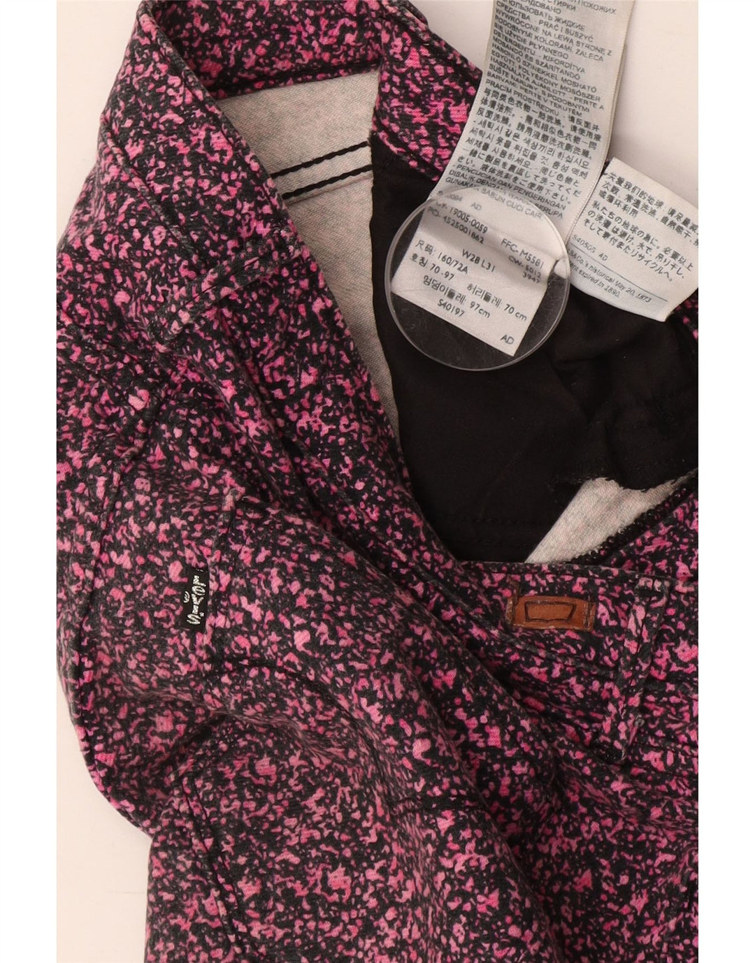 LEVI'S Womens Skinny Casual Trousers W28 L31 Pink Spotted Cotton