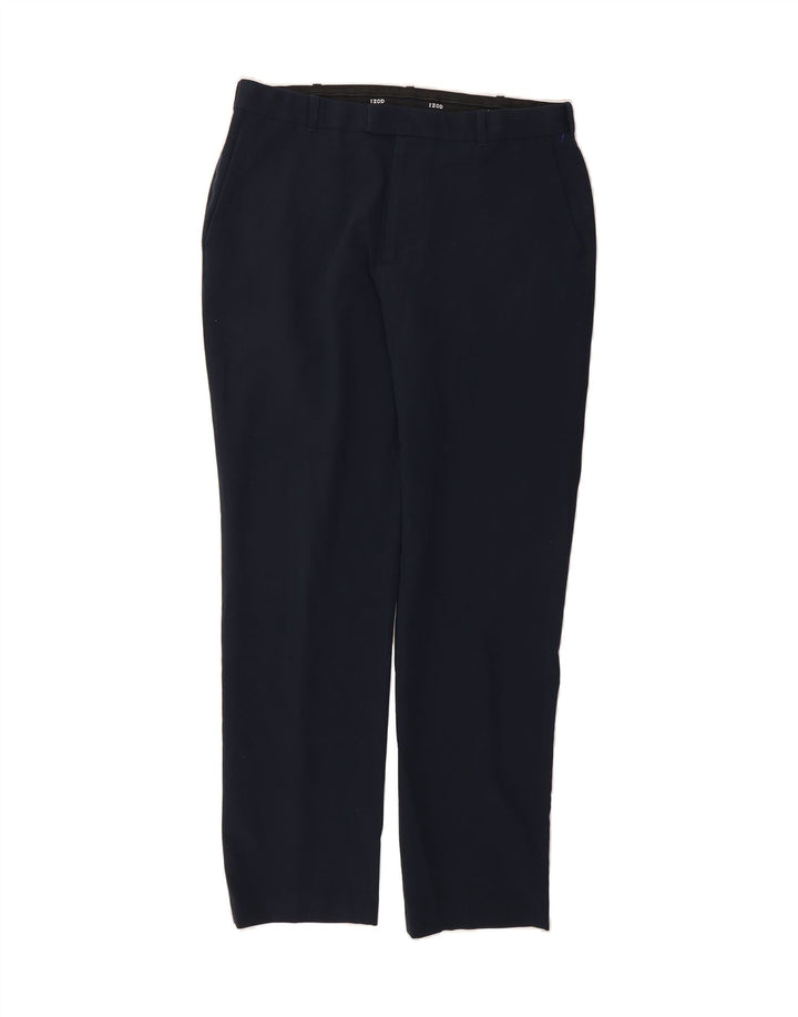 IZOD Mens Straight Suit Trousers W34 L32 Navy Blue Polyester Vintage Izod and Second-Hand Izod from Messina Hembry 