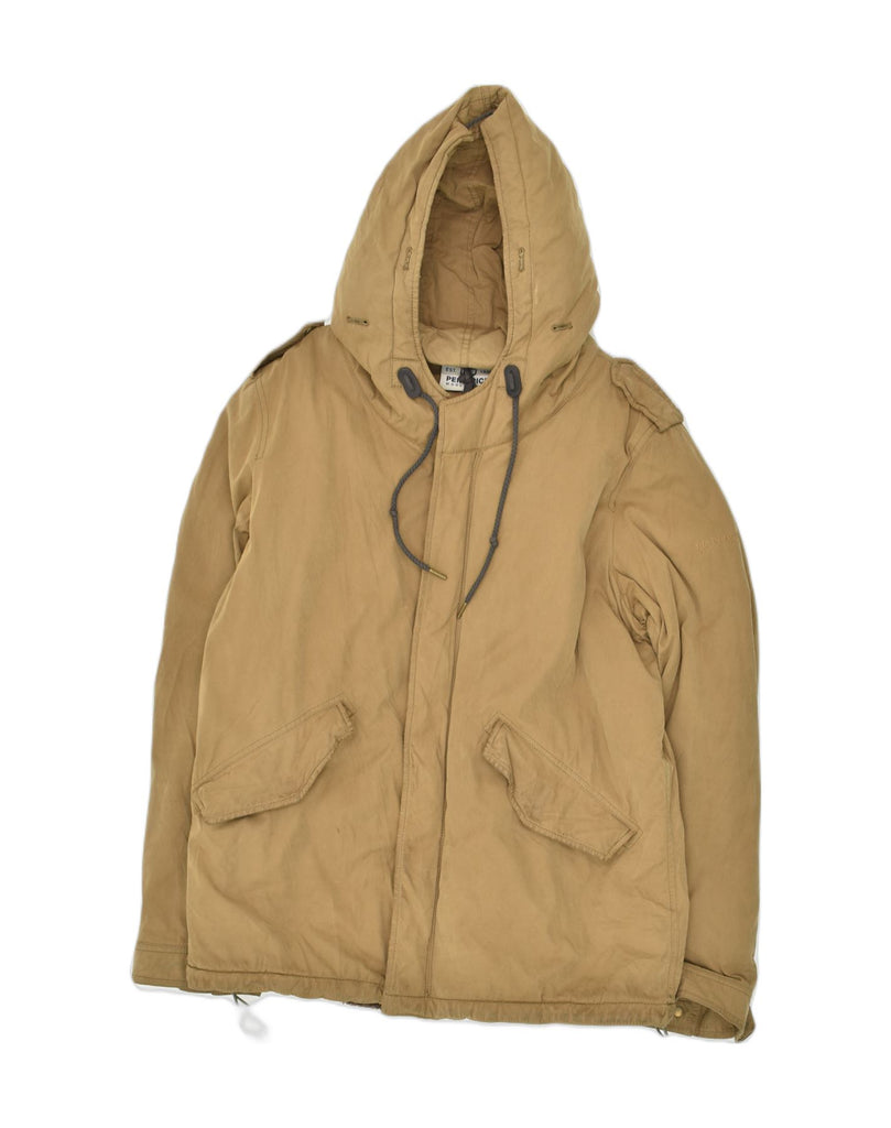 WOOLRICH Mens Hooded Windbreaker Jacket UK 40 Large Beige Cotton | Vintage Woolrich | Thrift | Second-Hand Woolrich | Used Clothing | Messina Hembry 