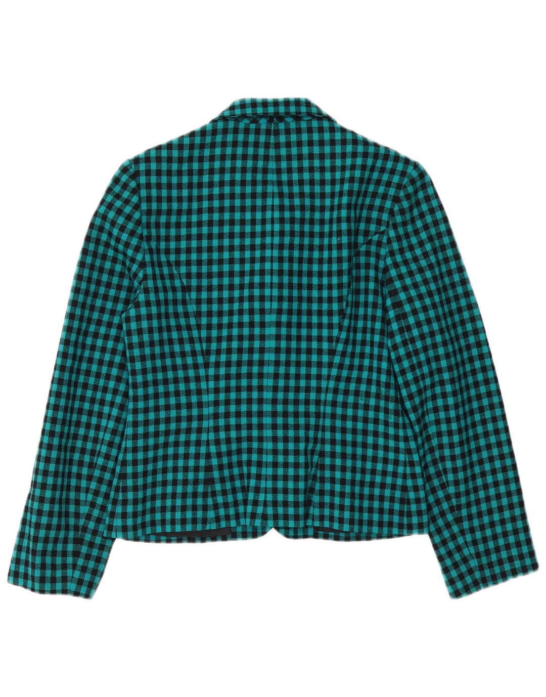 VINTAGE Womens 7 button Blazer Jacket UK 12 Medium  Green Gingham Wool
