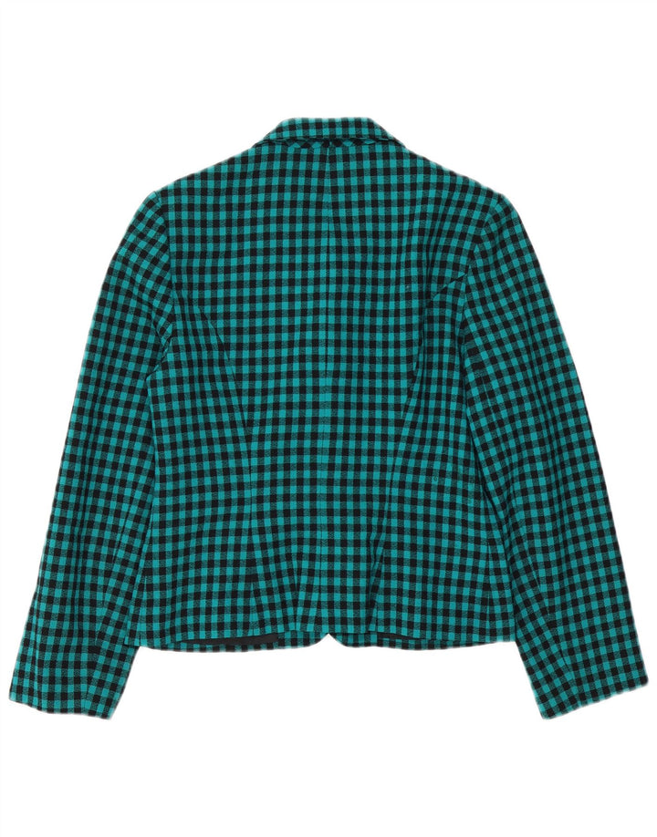 VINTAGE Womens 7 button Blazer Jacket UK 12 Medium  Green Gingham Wool