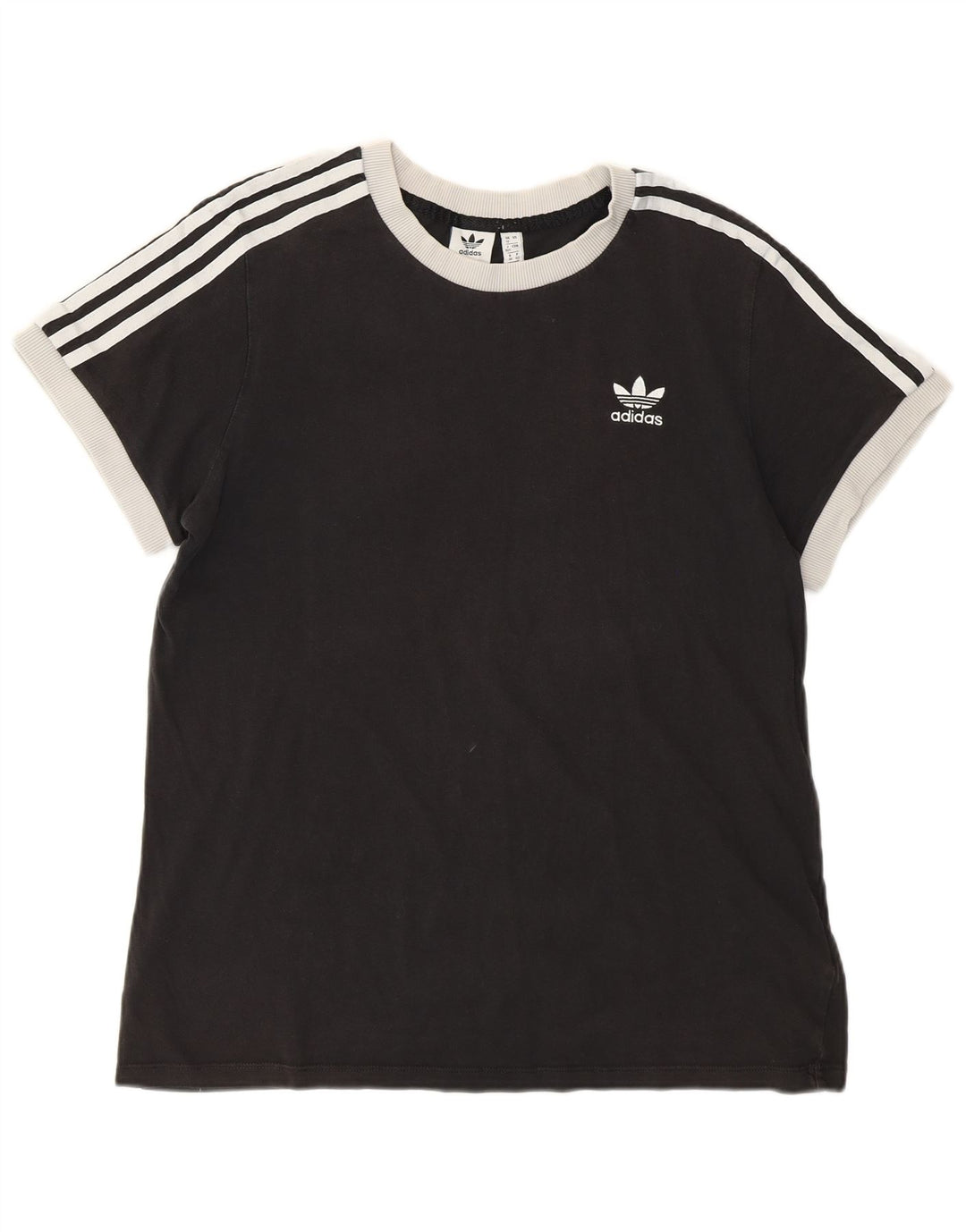 ADIDAS Womens Graphic T-Shirt Top UK 12 Medium Black Cotton