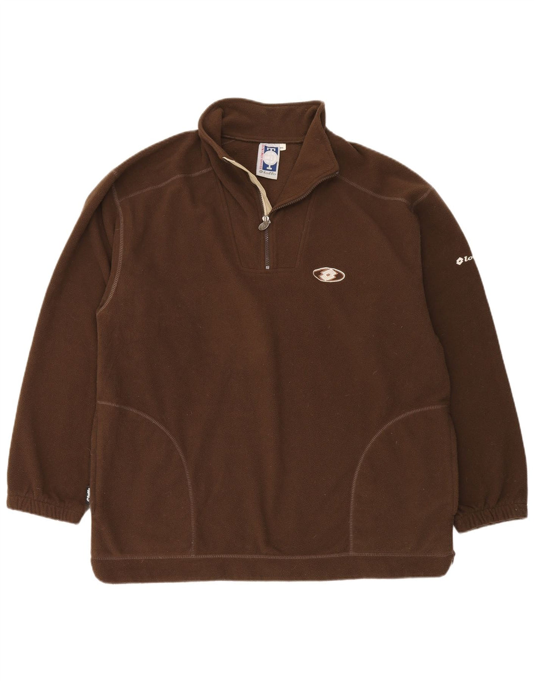 LOTTO Mens Zip Neck Fleece Jumper 2XL Brown Polyester