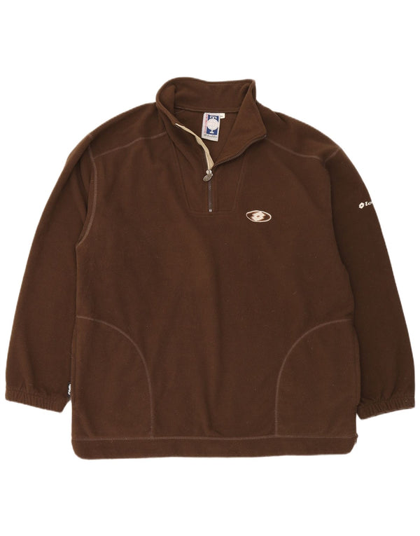 LOTTO Mens Zip Neck Fleece Jumper 2XL Brown Polyester